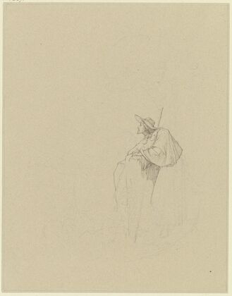Pilgrim looking into the valley