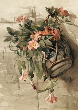 Pink Flowers in Hanging Vase — size preview