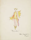 Pinocchio: Short yellow dress with ‘soft flowing silk fins on arms and iridescent silk tail’ (1934-1943)