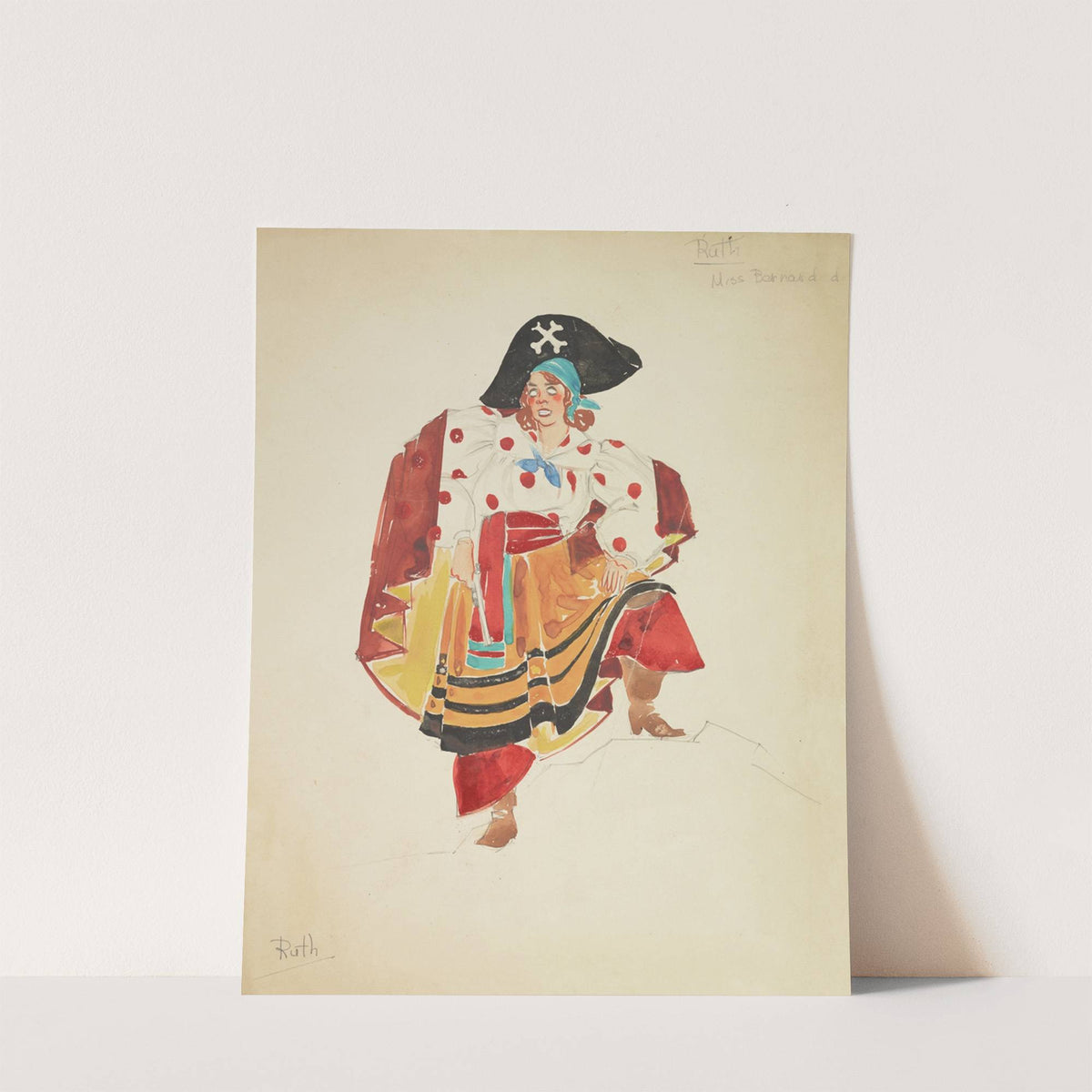 Pirates of Penzance: Ruth. White blouse with red dots. Orange skirt (1934-1943) by Alex Jones