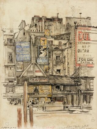 Place Saint André des Arts pendant les travaux du métro (1915-1945)