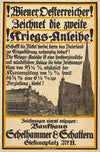 Plakat des Bankhauses Schelhammer & Schattera für die 2. Kriegsanleihe mit Ansicht des Stephansplatzes (1914)