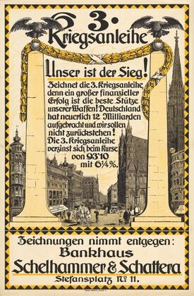 Plakat des Bankhauses Schelhammer & Schattera für die 3. Kriegsanleihe (1915)