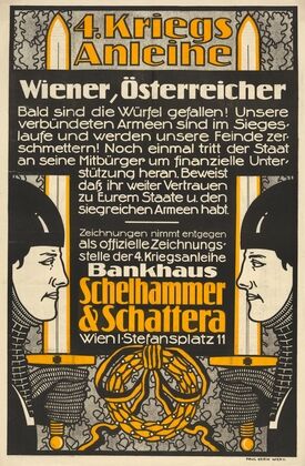 Plakat des Bankhauses Schelhammer & Schattera für die 4. Kriegsanleihe (1916)