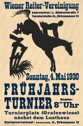 Plakat für das Frühjahrsturnier der Wiener Reitervereinigung, 4. Mai 1930 (1930)