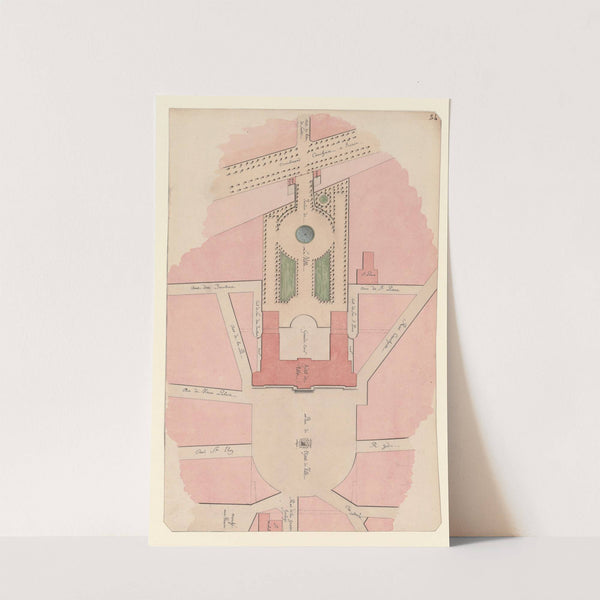 Plan d’urbanisme autour de l’emplacement de l’Hôtel de Ville de Rouen (1799) by Jean Jacques Lequeu