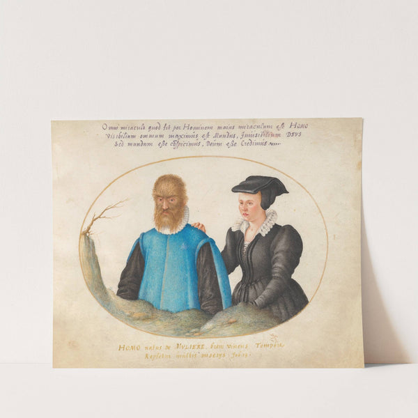Plate 01; Pedro González (Petrus Gonsalvus) and His Wife, Catherine (1575-1590) by Joris Hoefnagel