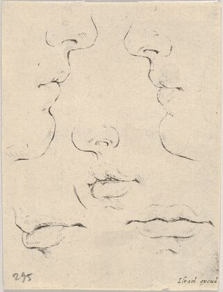 Plate 4; two profiles and three mouths (1649)