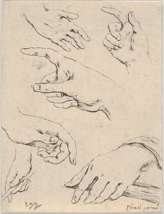 Plate 6; six hands (1649)