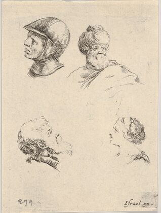 Plate 8; four small heads (1649)