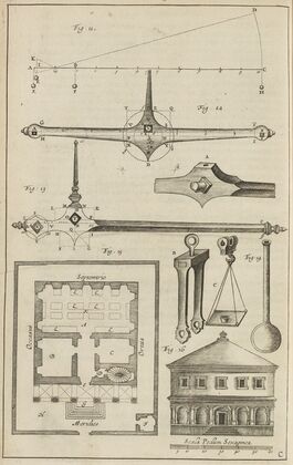 Plate C: Diagrams of weighing principles and instruments: vessel: powder magazines