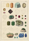 Plate II: Topaz, Garnet, Vesuvian, Idocrase, Chrysolite, Olivine, Pistacite, Epidote, Turquoise, Johnite, Calamite, Lazulite, Lapis Lazuli