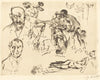 Plate of Sketches, including one of Max Liebermann