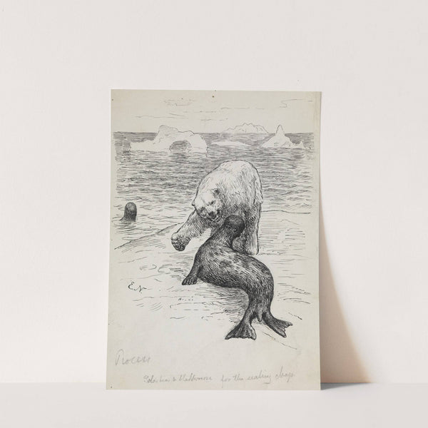 Polar bear attacking a seal (1882) by Eivind Nielsen