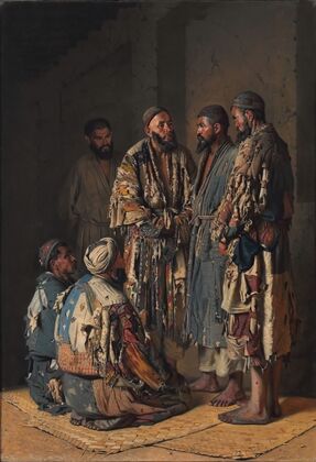 Polititians in opium shop. Tashkent