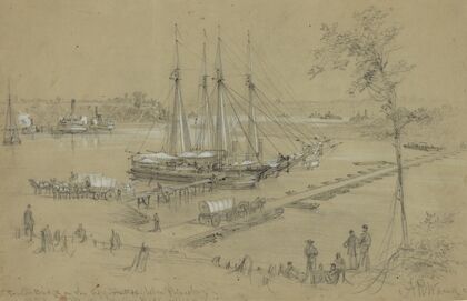 Ponton Bridge on the Appomattox below Petersburg–Point of Rocks–Butlers headquarters
