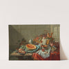 Porcelain, silver objects, fruit and shellfish on a table by Dominicus Gottfried Waerdigh