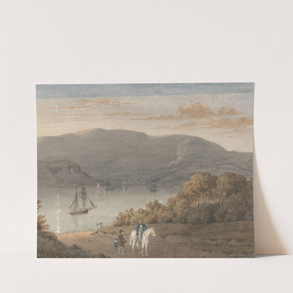 Port Louis from La Petite Montagne (Twilight) with a Rider and Figures in Foreground by Thomas Bradshaw