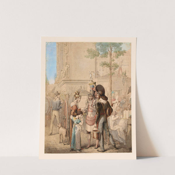 Porte Saint-Denis le château d’eau, le marchand de coco, le porteur d’eau et la limonadière (1813) by George Emmanuel Opiz ou Opitz