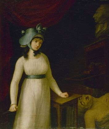 Portrait de Charlotte Corday (1768-1793) au moment oÃ¹ elle vient d’assassiner Marat