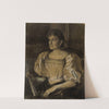 Portrait de femme assise de trois-quarts vers la gauche, tenant un éventail dans la main droite by Arthur-Joseph Gueniot