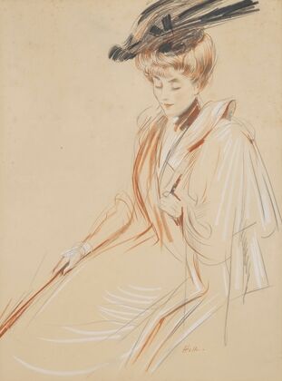 Portrait de femme au chapeau à plumes