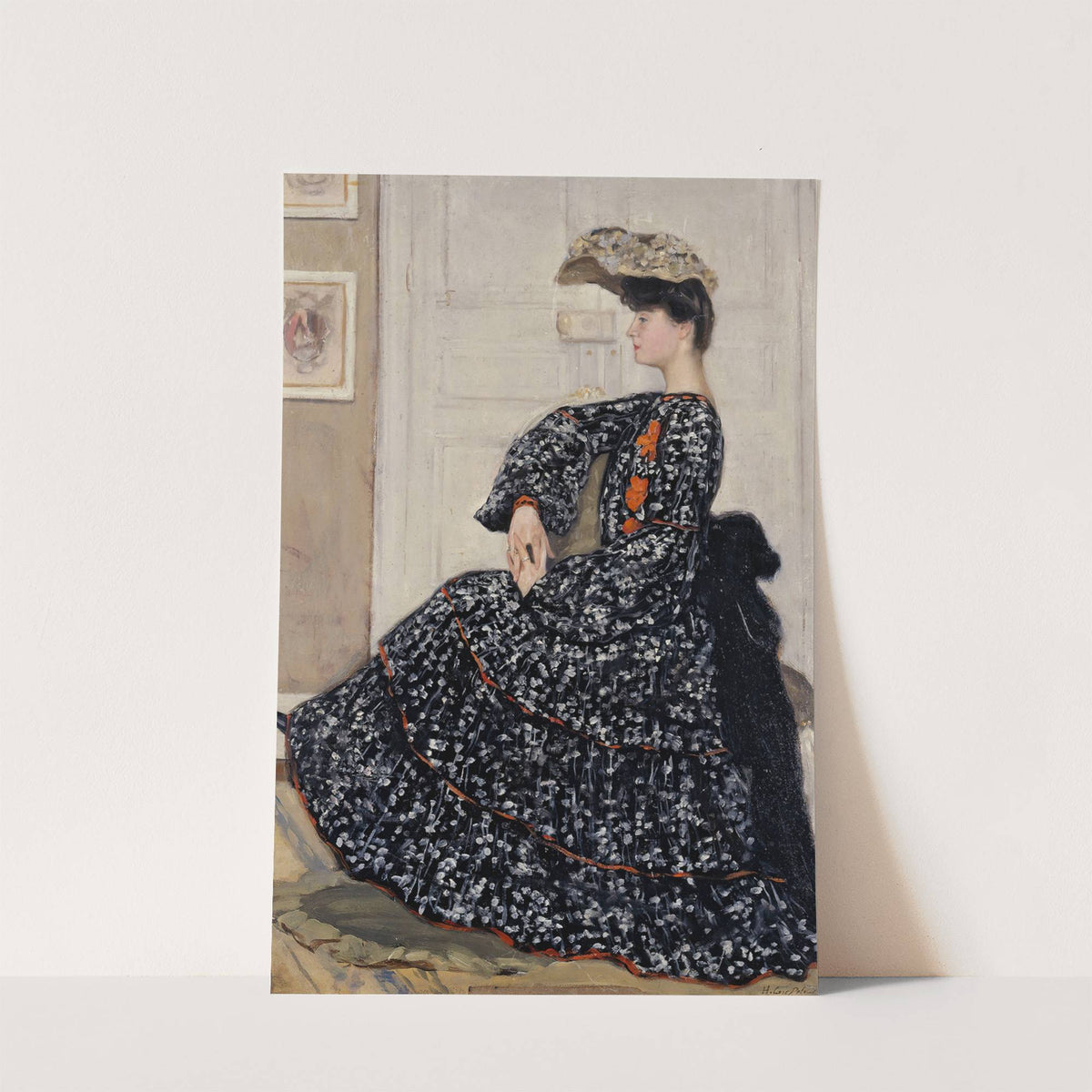Portrait de femme en robe mouchetée by Henry Caro-Delvaille