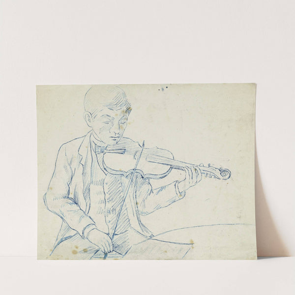 Portrait de M. Lhuillier, cousin de Guéniot, jouant du violon by Arthur-Joseph Gueniot
