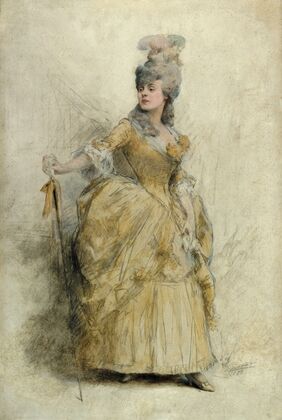 Portrait de Réjane (1856-1920) en costume de scène.