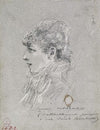 Portrait de Sarah Bernhardt en buste, profil de gauche