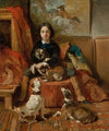 Portrait d’enfant assis avec ses chiens