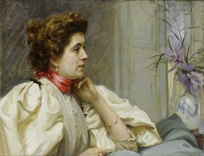 Portrait D’une Dame Avec Un Foulard Rouge