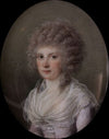 Portrait d’une jeune femme en perruque bouclÃ©e