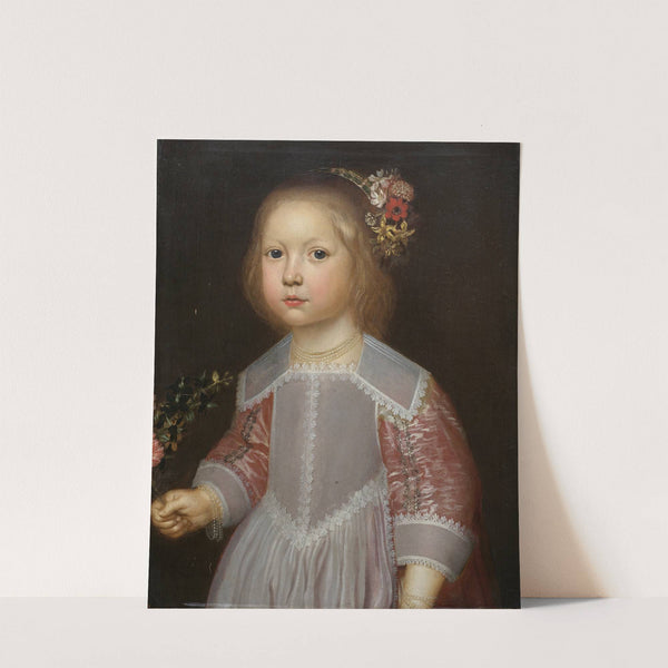 Portrait d’une petite fille tenant des fleurs, à mi-corps by Dirck Dircksz. van Santvoort