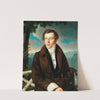 Portrait eines Herren vor einem Landschaftshintergrund by Miklós Barabás