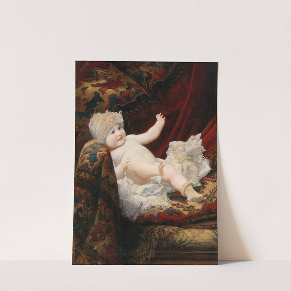 Portrait of a baby with lace bonnet by Ernst Klimt