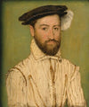 Portrait Of A Bearded Gentleman, In A Black Beret With White Plumage