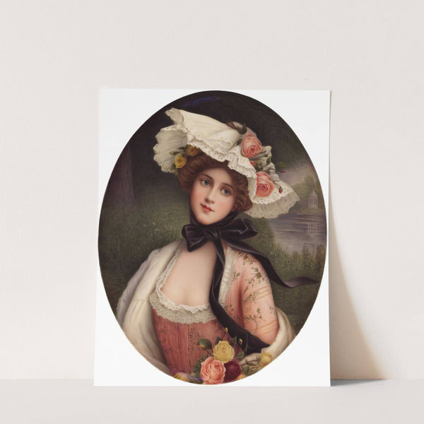 Portrait of a beauty holding roses by Wagner