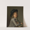 Portrait of a boy, in a black hat, leaning on a portfolio by Marie Victoire Lemoine