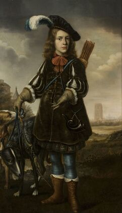 Portrait of a boy in a hunting attire