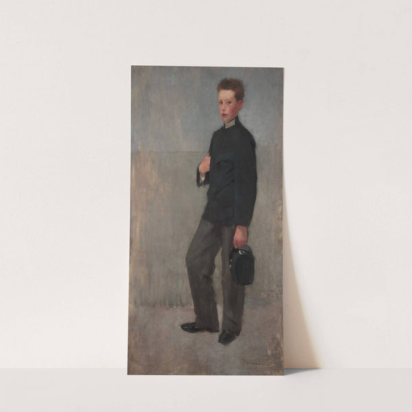 Portrait of a boy in middle school uniform by Olga Boznanska