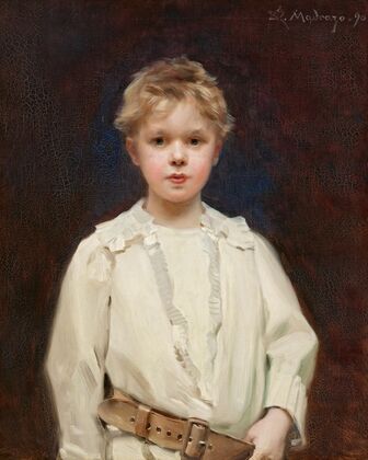 Portrait of a Boy with a White Shirt and Brown Leather Belt