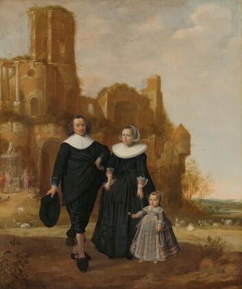 Portrait of a Couple with their Child in a Landscape