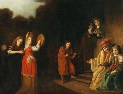 Portrait of a family in an Old-Testament setting