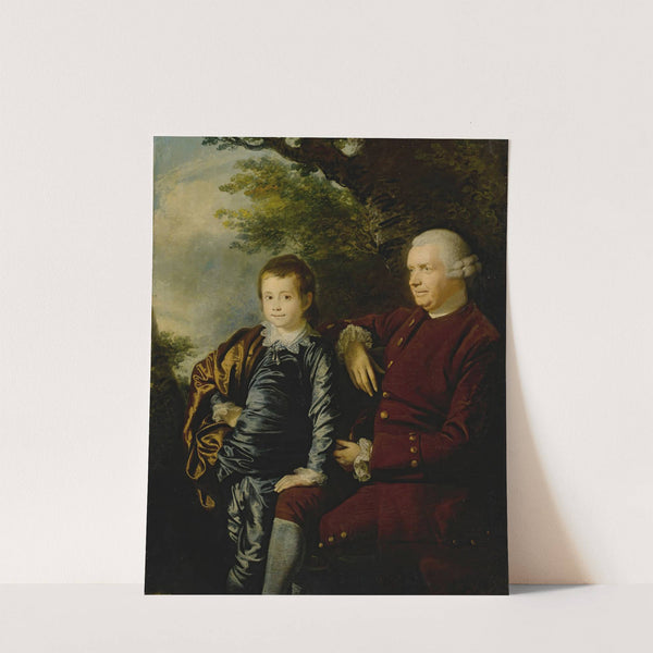 Portrait of a gentleman and a boy in a landscape by Hugh Barron