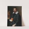 Portrait Of A Gentleman, Three-Quarter Length, Holding A Book With A Statue In The Background by School of Bergamo