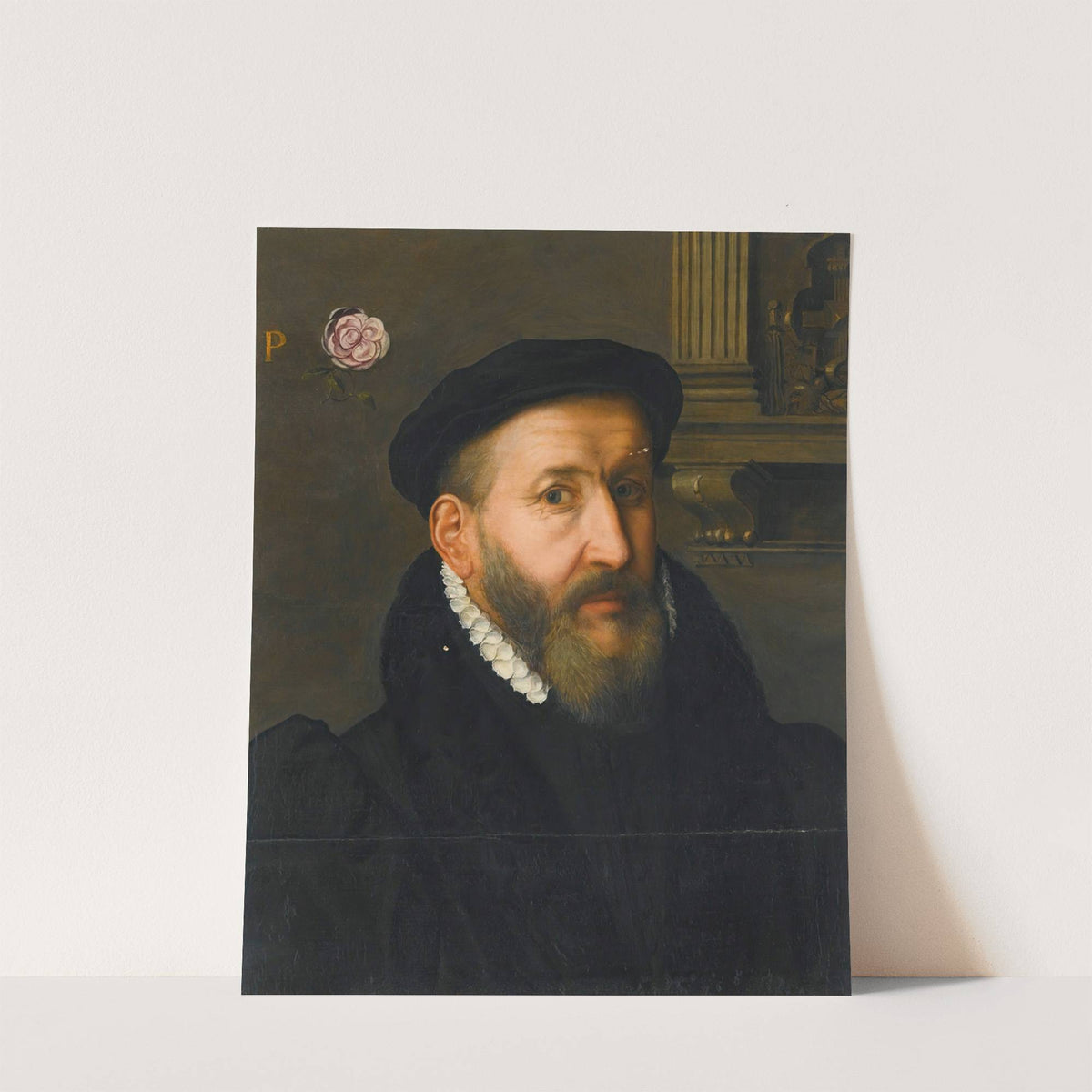 Portrait Of A Gentleman Wearing A Black Beret And A White Collar by Circle of Willem Key
