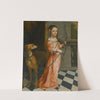 Portrait Of A Girl, Full Length, In A Pink Dress With A Bow And Hound by Dutch School