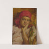 Portrait of a girl in a red scarf by Nicholas B. Haritonoff