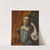 Portrait of a girl, peeking out from behind an orange curtain by Lodewijk van der Helst
